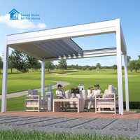 Pergola motorisée rétractable Sweet Home Premium, système de toit à lamelles en aluminium facile à assembler, panneaux solaires