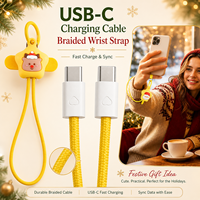 Câble de charge rapide 60W invisible et mignon pour Noël, personnalisé, avec bracelet, cadeau promotionnel, fabriqué par le fabricant