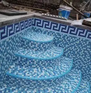 Quebra-cabeça de vidro de cerâmica estampada, design personalizado, mosaico, cintura, linha de água, borda de piscina