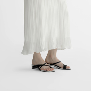 Sandalias de Vacaciones Tejidas de Diseño Sueco, Marca Original, Cuero Genuino, Punta Cuadrada, Tira Fina Cruzada, Tacón Bajo de Piel de Oveja - Product Image 4