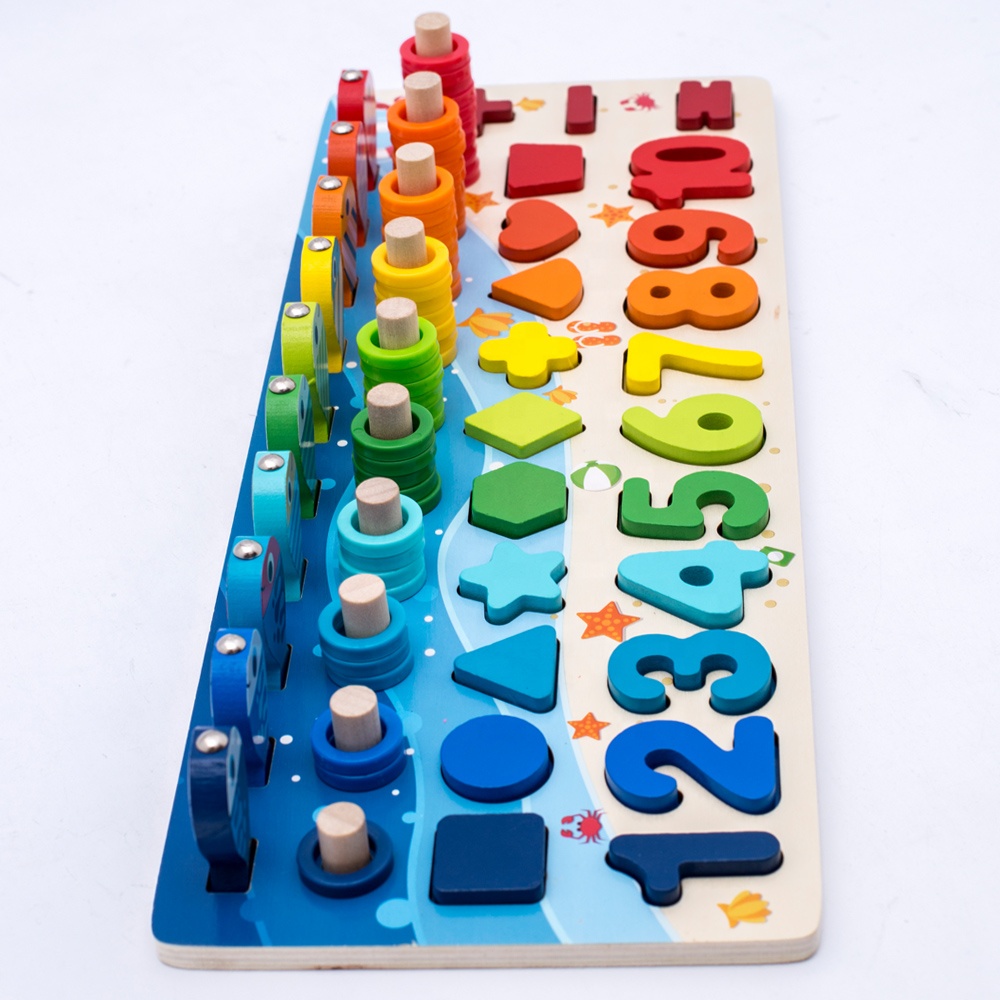 Tablero clasificador de forma de madera tablero geométrico del bloque del edificio del juguete forma del reconocimiento del color de la pila de la clasificación del juguete para los niños pequeños