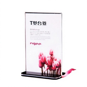 T Shape Acrylic Menu <b>Stand</b> Vertical Desktop Display Rack Glossy Finish Modern Style Pre Assembled - Product Image 1