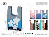 Floral <b>Knit</b> Vest <b>Bag</b> Women's Canvas Shopping <b>Bag</b> All Seasons Textile Material Polyester Lining Model 411220043 - Product Image 1