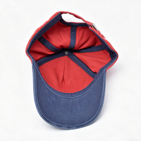 Gorra de Béisbol Deportiva Vintage Lavada con Bloques de Color Rojo, Blanco y Azul, Logotipo GDS, Estilo Dad Hat, Tejido Desgastado, para Hombre y Mujer