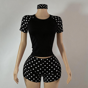 Conjunto de Dos Piezas con Estampado de Lunares a la Moda para Mujer, Estilo Y2K, Ropa de Calle para Salir de Noche, con Top Corto y Pantalones Cortos, Logotipo Personalizado - Product Image 2