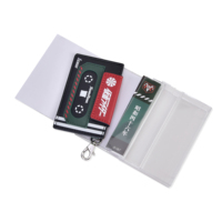 Porte-cartes KMR en cuir véritable rétro, style anime, avec fermeture à clip, multi-compartiments, portefeuille fin, design antivol, unisexe