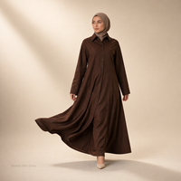 Robe chemise longue boutonnée en popeline de coton poly, mode modeste, fabricant OEM ODM pour marque privée