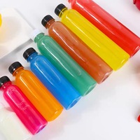 Cuadrado redondo con forma de cuerpo único de 500ml para bebida de jugo, taza de bebida de agua, botellas de plástico transparentes desechables vacías para mascotas con tapa