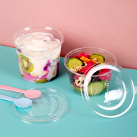 Gobelets en plastique à paroi simple pour pouding, 8oz, 12oz, 16oz, en PET de qualité alimentaire avec couvercles plats ou bombés, vente en gros pour glaces et poudings