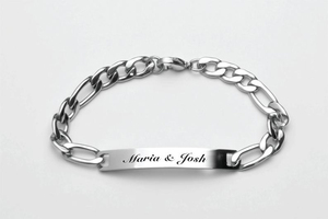 Pulsera de <span class=keywords><strong>cadena</strong></span> Figaro de acero inoxidable para <span class=keywords><strong>hombre</strong></span> con estilo, regalo único, placa en blanco grabable a la moda, chapada en oro - Product Image 2