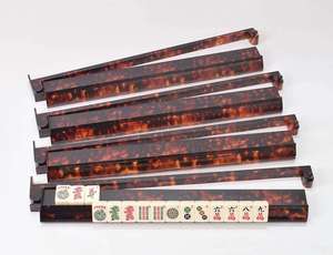 Jeu de Mahjong portable 2-en-1 de <span class=keywords><strong>20</strong></span> pouces, qualité professionnelle de luxe moderne, avec pousseurs en écaille de tortue américaine à grain flamme, pour 4 joueurs - Product Image 6