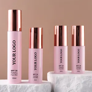 Spray de réglage de bouteille écologique, logo personnalisé privé bon marché Offre Spéciale or rose cosmétique pour visage longue durée