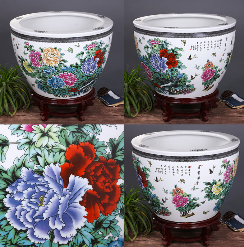 Style Flower Printing Porcelain Garden Planter Pot Large