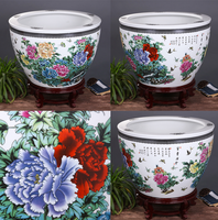 Vase de sol 1 gallon fleur imprimé porcelaine jardin planteur Pot extérieur en céramique décor à la maison Antique chinois Style de noël bleu