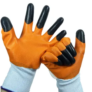 双浸手指增强Nirtile工厂价格涂层双腈防水工作手套