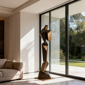 Escultura geométrica única hecha a mano de bronce de acero inoxidable para interiores de lujo-artesanía de metal para - Product Image 2