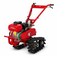Motoculteur à chenilles miniature 177F/9HP avec moteur à essence, boîte de vitesses et double chaîne, pour travaux agricoles