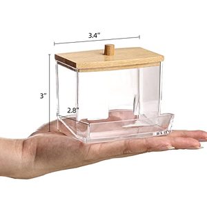 Wattes täbchen Pads Halter Wattes täbchen Kugel spender Badezimmer behälter Apotheker glas zur Aufbewahrung Holzdeckel Q-<span class=keywords><strong>Tip</strong></span> Halter - Product Image 6