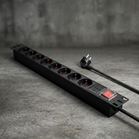 SYNSTRO PDU 6 voies Schuko 16A 240V 1U 19" pour montage en rack, unité de distribution d'alimentation en alliage d'aluminium avec protection contre les surcharges, pour centre de données