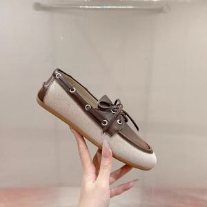 Mocassini <span class=keywords><strong>da</strong></span> <span class=keywords><strong>Donna</strong></span> in Pelle e Tela con Lacci, <span class=keywords><strong>Scarpe</strong></span> Casual <span class=keywords><strong>da</strong></span> Guida Leggere in Vera Pelle - Product Image 1