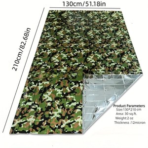 Manta de Emergencia de Camuflaje 2.1x1.3m, Portátil, Térmica, para Supervivencia, Camping, Uso en Exteriores, Poliéster/Algodón, Lavable a Mano - Product Image 2