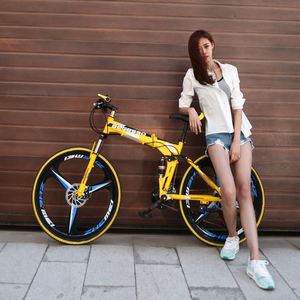 Bicicleta de Montaña Plegable de 24/<span class=keywords><strong>26</strong></span> Pulgadas con Doble Amortiguación, 24 Velocidades, Cuadro de Acero con Suspensión Trasera, Frenos de Disco, Llantas de Aleación de Aluminio para Uso Urbano - Product Image 5