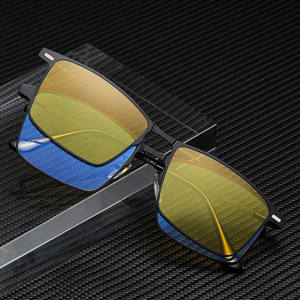 Lunettes de soleil magnétiques BQ-8009 pour hommes, verres polarisés UV400 anti-reflets en PC, monture quadrilatère noire, pour la conduite en extérieur - Product Image 1