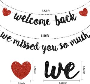 Pancarta Negra Brillante de Bienvenida, <span class=keywords><strong>Te</strong></span> Extrañamos Muchísimo, Decoraciones de Celebración de Regreso a Casa, Decoración para el Regreso a Clases - Product Image 3
