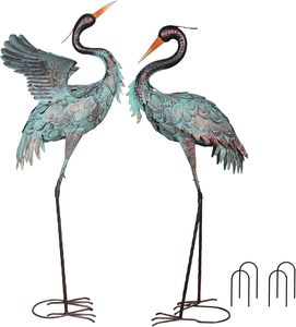 Juego de Esculturas de Hierro Forjado a Mano de Garza y Grulla Azul para Jardín - Gran Arte para Exteriores, Patio, Terraza y Jardín Trasero - Product Image 1