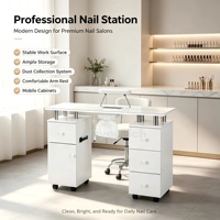 Mesa de Manicura de Diseño Moderno y Lujoso, Mueble Multifuncional de Madera Sólida para Salón de Belleza y Sala de Estar