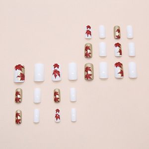 Ongles artificiels de luxe personnalisés de haute qualité Ongles à presser réutilisables Application du doigt <span class=keywords><strong>Faux</strong></span> ongles feuille <span class=keywords><strong>rouge</strong></span> or <span class=keywords><strong>blanc</strong></span> moyen - Product Image 3