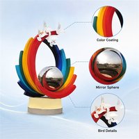 Escultura de Pájaro Arcoíris de Acero Inoxidable de Lujo, Esfera Colorida con Efecto Espejo, para Plaza, Parque, Resort, Jardín, Tamaño Personalizado, OEM