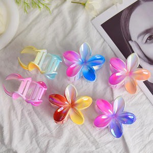 BPhne جديد رائج البيع إكسسوارات شعر للنساء والفتيات Plumeria ABS هاواي حساسة التدرج لون زهرة مقاطع - Product Image 4