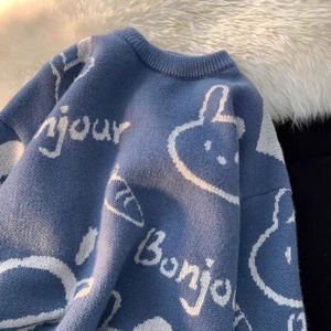 Cartoon <strong>Rabbit</strong> Y2k Harajuku Kawaii Retro Cute Round Neck Pullover Sweater <strong>Pattern</strong> <strong>Knitted</strong> Warm Loose Oversized Sweatshirt Women - Product Image 3