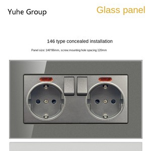 Interruptor de Pared Alemán de Alta Calidad, Color Gris Plateado, Vidrio Templado, Estándar Europeo 146 16A, Enchufe de 3 Pines, Interruptor 1 a 2 con Panel Táctil - Product Image 5