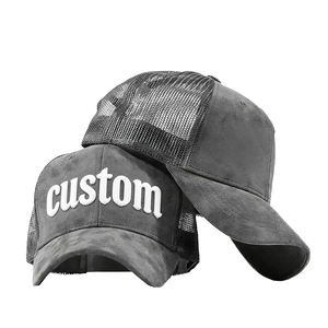 Casquette de baseball trucker en daim avec broderie 3D en relief personnalisée, dos en maille, fermeture snapback, vente en gros OEM, streetwear, couvre-chef - Product Image 1