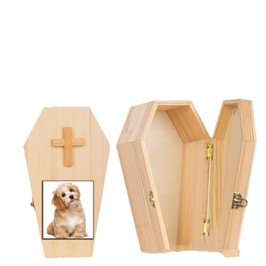 Wooden Pet <b>Urn</b> Teardrop Shape 28x10x10cm Secure Flip Top For Dog <b>Cat</b> Memorial - Product Image 1