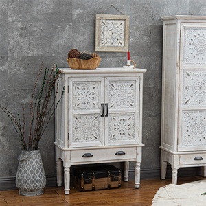 Hot Selling Unique Kitchen Dining Room 2 Doors <b>Cabinet</b> White Washed Wooden <b>Rustic</b> Craft Storage <b>Cabinet</b> - Product Image 4