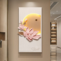 Peinture décorative d'entrée de luxe créative, peinture murale moderne minimaliste, couloir, hall, murale gravée haut de gamme