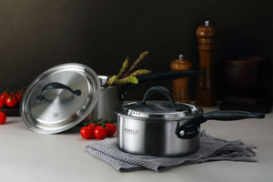 Juego <span class=keywords><strong>de</strong></span> Ollas y <span class=keywords><strong>Sartenes</strong></span> <span class=keywords><strong>de</strong></span> Cocina <span class=keywords><strong>de</strong></span> Acero Inoxidable 304 <span class=keywords><strong>de</strong></span> la Serie Platinum del Fabricante, Triple Capa <span class=keywords><strong>de</strong></span> <span class=keywords><strong>Titanio</strong></span> Platino, Antiadherentes y Pulidos - Product Image 4