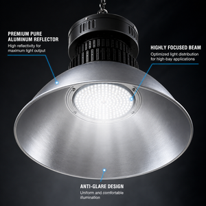 Lampada LED Industriale Tradizionale con Riflettore in Alluminio 50W-240W SMD 3030 con Raffreddamento a Pinne per Magazzini, Fabbriche e Officine - Product Image 2