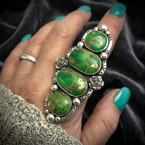 Anillo de Plata de Ley 925 con Turquesa Verde Natural de Alta Calidad, Engastado en Bisel, Hecho a Mano, Anillo de Diseño - Product Image 3