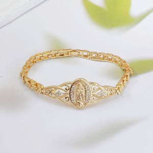 Virgin Mary Geometric Bracelet Gold Plated Copper Hollow Flower <strong>Watch</strong> Chain for Women - Product Image 2