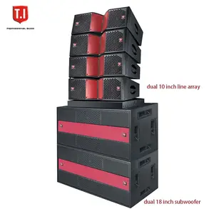 Full set system dual 12 inch audio speaker three way line array with bass amplifier mixer wireless microphone