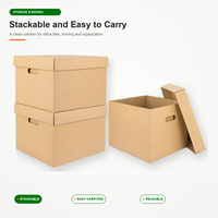 Boîte de déménagement et de rangement en carton kraft ondulé personnalisée avec couvercle pour dossiers et archives de bureau
