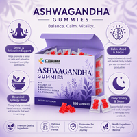Gummies de Magnésium et Ashwagandha Personnalisées OEM/ODM sous Marque Privée, 180 Unités, 300mg, avec Support de Documentation de Qualité et Contrat