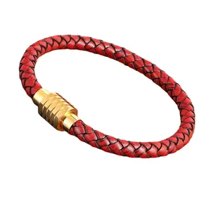 2312 and American personality Shi lovers transfer beads red leather braided hand bracelet