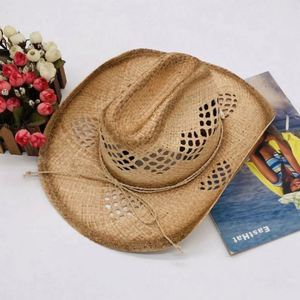 Chapeau de cowboy en paille de papier polyester pour homme à bord retroussable et tendance - Haute qualité, prix bas, logo personnalisé, voyage, pêche, sport - Product Image 5