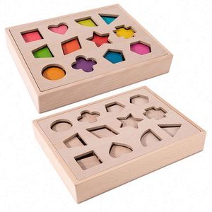 1-3 Years Montessori Stem Sensory Game Colorful Solid Wood Baby Sorting <b>Box</b> With Shape Blocks - Product Image 6