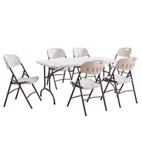 Table à manger pliante moderne en HDPE de 1,80 m pour intérieur/extérieur, capacité de 8 personnes, longue et extensible, avec chaises et table en plastique durables – Direct Usine
